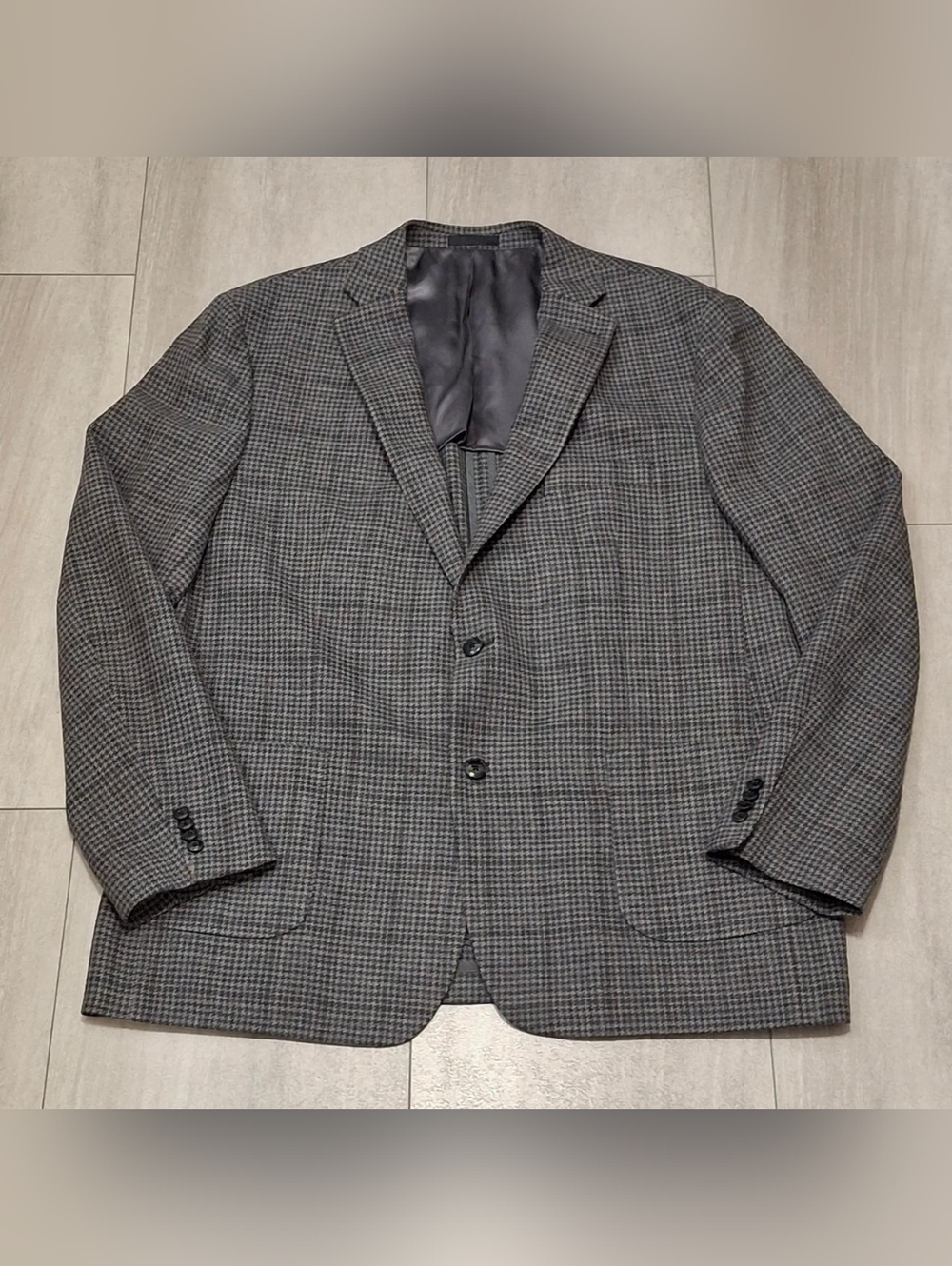 Michael Kors Sport Coats Mens 48L Grey Tan Houndstooth Classic Fit Wool